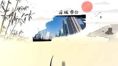 中国风城市穿梭水墨图文展示片头AE模板视频的预览图